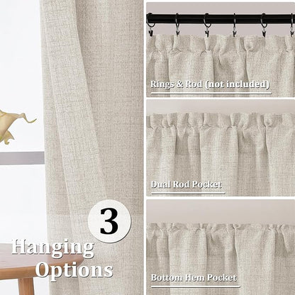 Gwine Natural Kitchen Curtains 36 Inch Length 2 Panels, Light Filtering - Image 4