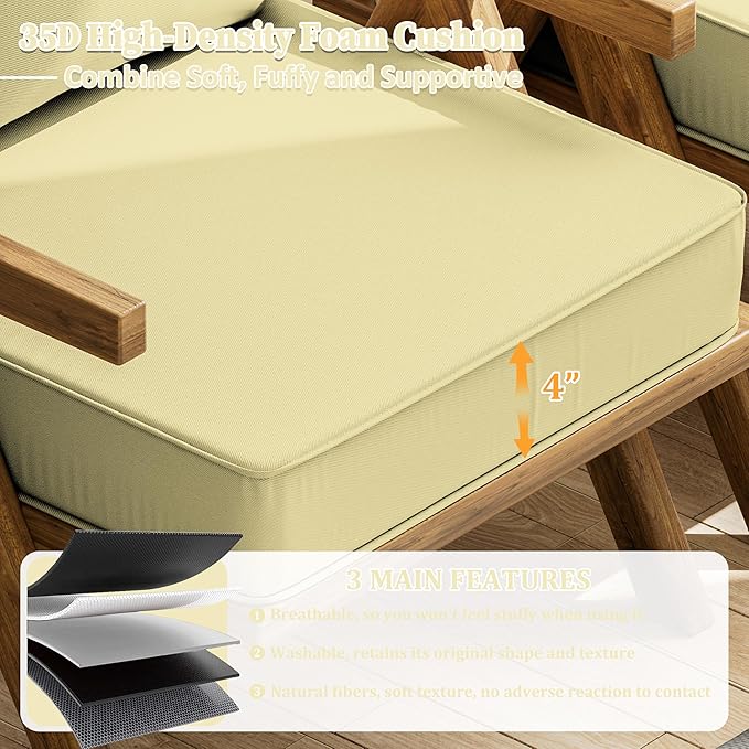 Outdoor Seat Cushion Set 22 L × 24 W × 5 H Inch Waterproof & Fade Resistant - Image 3