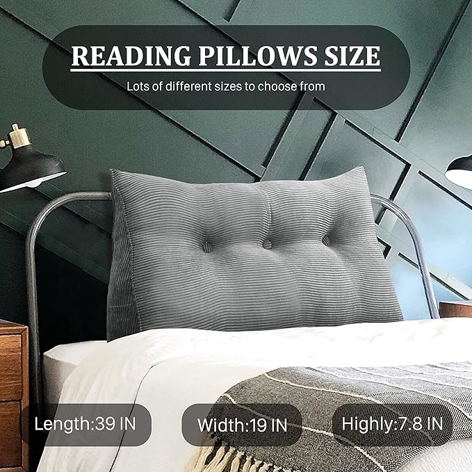 8 lbs Thickened Twin Wedge Pillow Headboard, College Dorm Bed Triangular - Image 3