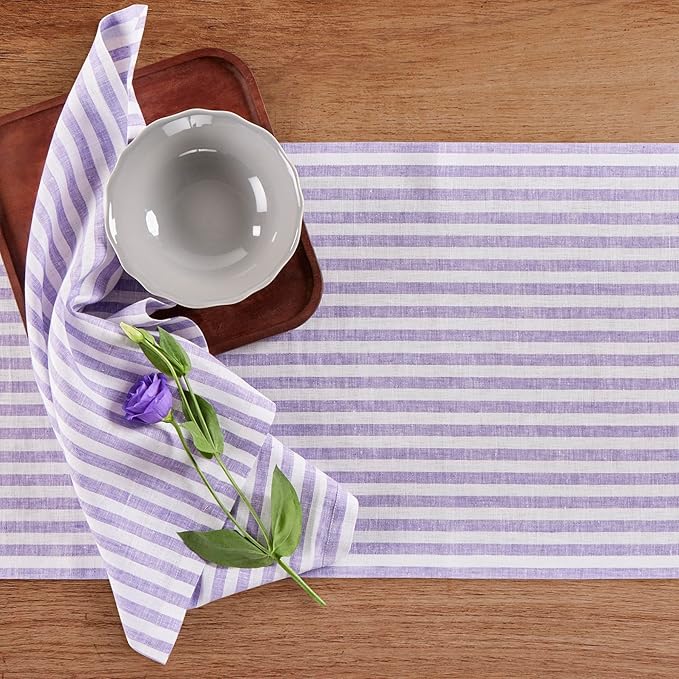 Solino Home Striped Linen Table Runner 120 Inches Long - Image 9