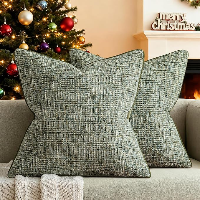 A Moment Christmas Dark Green Reversible Pillow Covers 2 Pack by amoment