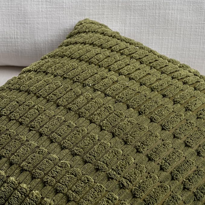 Fancy Homi 4 Packs Boho Moss Green Decorative Throw Pillow Covers 26x26 Inch - Image 4