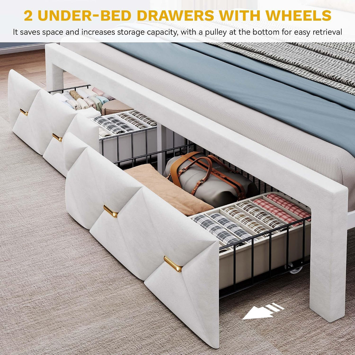 yitahome full size bed frame with 2 storage, package contents