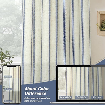 DriftAway Farmhouse Vertical Striped Linen Blend Textured Light Filtering Semi - Image 7