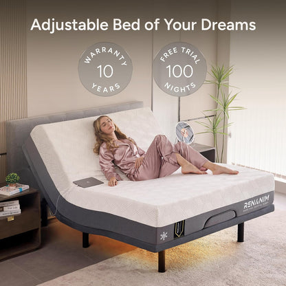 sfe split king adjustable bed frame with mattress shown in use