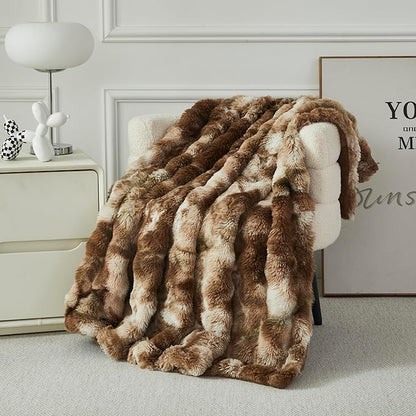 Faux Fur Throw Blanket for Couch Cozy Fuzzy Soft Plush Thick Fluffy Fleece by Casa+Carina