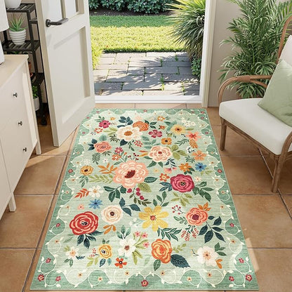DUKINO 3x4 Area Rug, Lightweight Non Slip Washable Floral Rug, Indoor Low Pile - Image 4