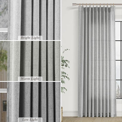 Grey Pinch Pleated Linen Curtains 100 Inches Long - Image 4