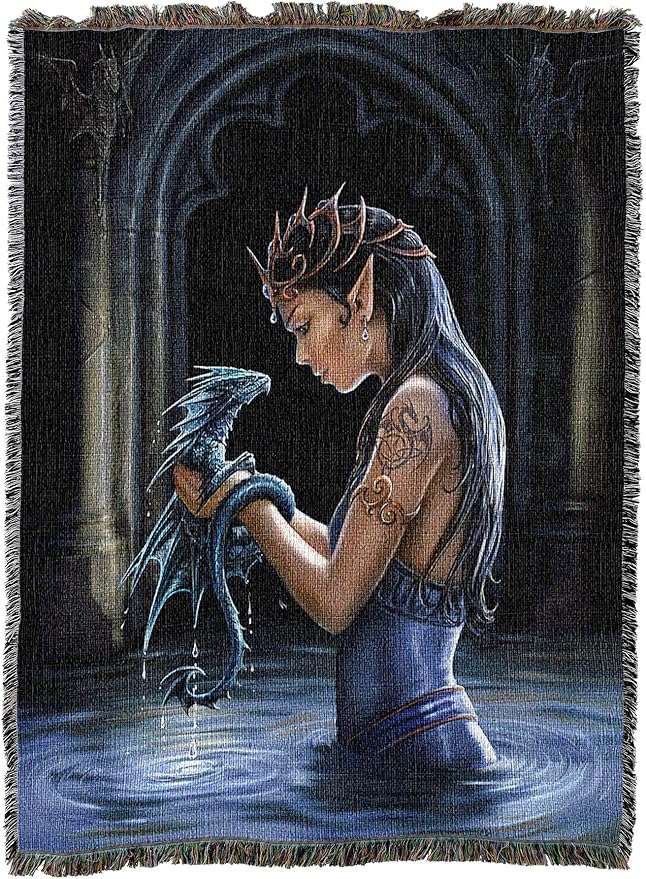 Pure Country Weavers Water Dragon Woven Blanket by Anne Stokes - Image 2