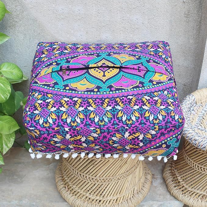 CRAFT KALA Large Hippie Mandala Meditation Floor Ottoman Pillow Cushion Pouf - Image 9