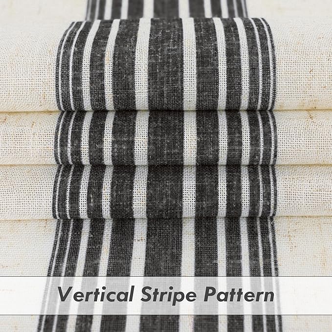 DriftAway Farmhouse Vertical Striped Linen Blend Textured Light Filtering Semi - Image 3