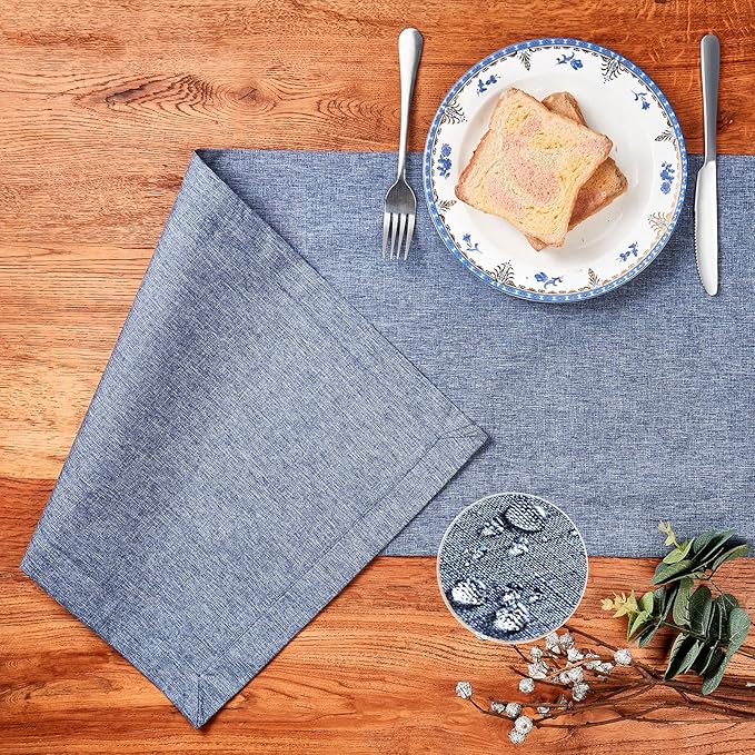 Mebakuk Linen Farmhouse Table Runner Large Burlap Style Soft and Waterproof - Image 2