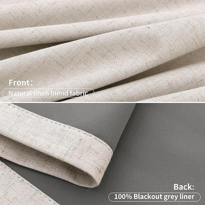 Joywell Pinch Pleated 100% Blackout Linen Curtains 63 Inches 2 Panels Set Pinch - Image 8