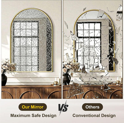 amoise arched bathroom mirror for wall, 2 pack, side view