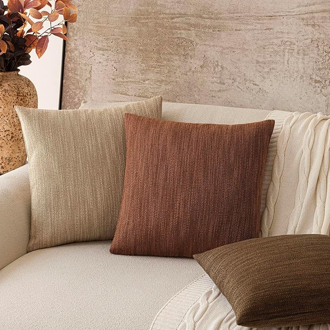 Foindtower Set of 2 Decorative Textured Burlap Linen Throw Pillow Covers - Image 7
