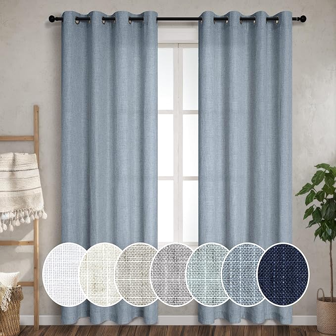 Dusty Blue Sheer Curtains 96 Inches Long by Pitalk