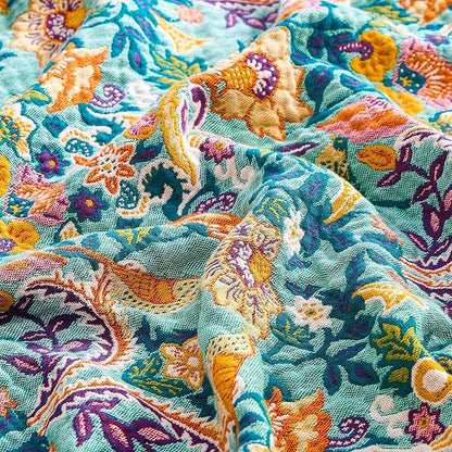Boho Blanket Throw Quilt, 100% Cotton Soft Light Weight Throw Blankets - Image 5