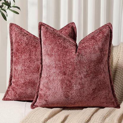 Pack of 2 Christmas Burgundy Fall Decorative Throw Pillow Covers 22x22 Cozy by DEZENE