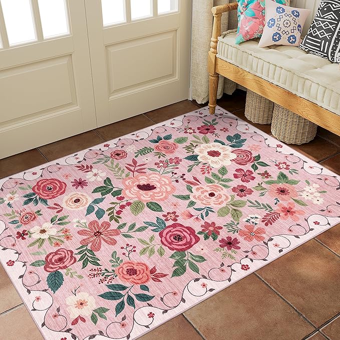 DUKINO 3x5 Area Rug, Floral Rugs - Image 4