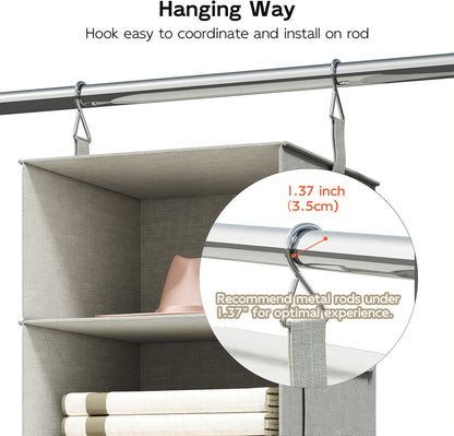 6-shelf hanging closet organizer with 3 drawers, separable on a desk or shelf