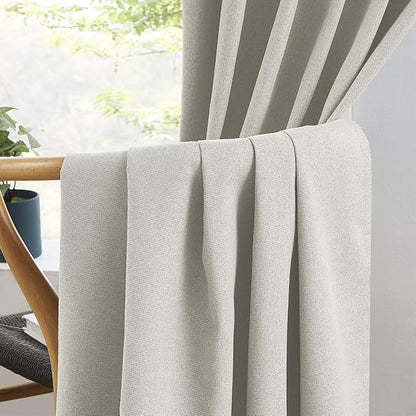 KEIQIAOSUOCAI Greyish Beige Linen Full Blackout Curtains 108 Inch Long 9 FT - Image 5