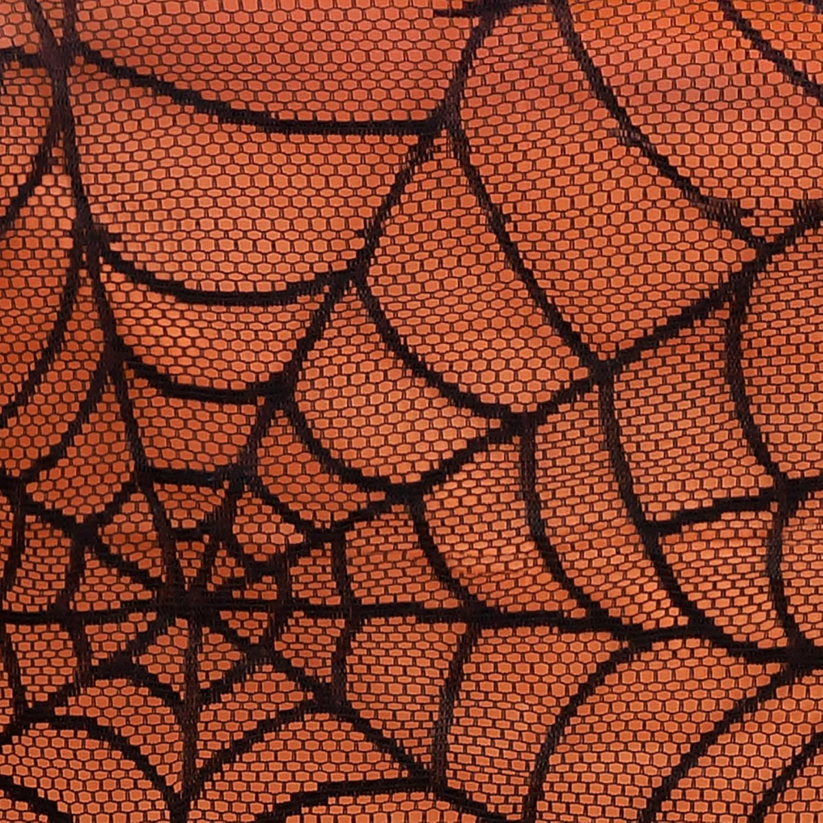 Crawling Web Lace Halloween Tablecloth with Orange Liner, Black - 52" W x 52" L Square
