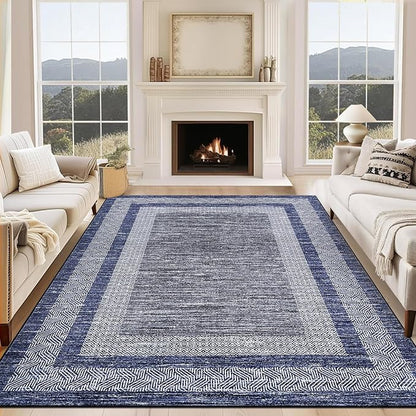 GarveeHome 8x10 Large Washable Area Rug Modern Bordered Rug Distressed by GarveeHome