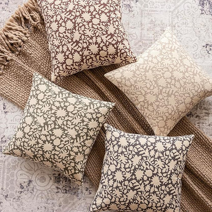 Foindtower Set of 2 Decorative Neutral Floral Throw Pillow Covers Accent - Image 5