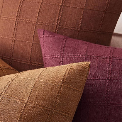 ZeeMart Linen Checked Lumbar Throw Pillow Covers Set of 2, 12x20 Inch Allover - Image 3