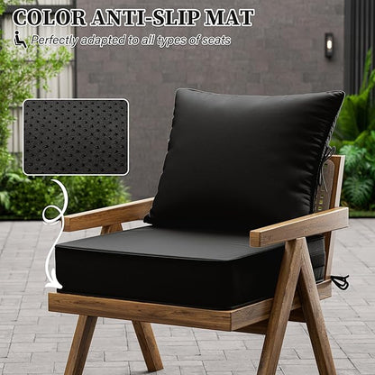 Outdoor Seat Cushion Set 22 L × 22 W × 4 H Inch Waterproof & Fade Resistant - Image 6