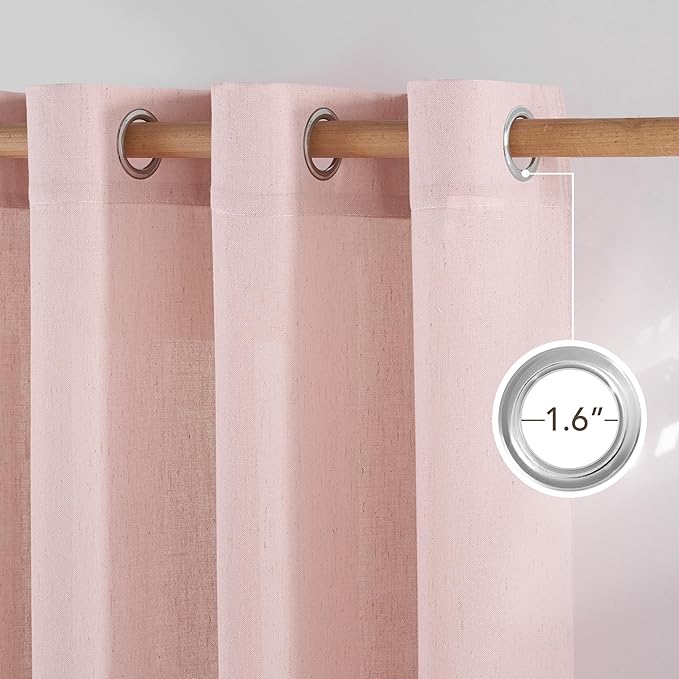 NICETOWN Linen Light Pink Sheer Curtains - Image 2