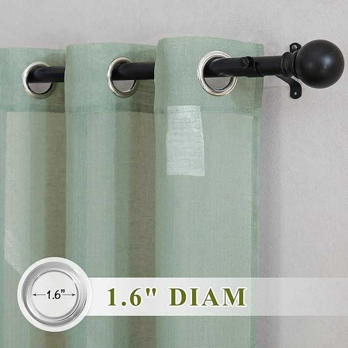 NICETOWN Linen Sheer Curtains Flax Textured - Image 2