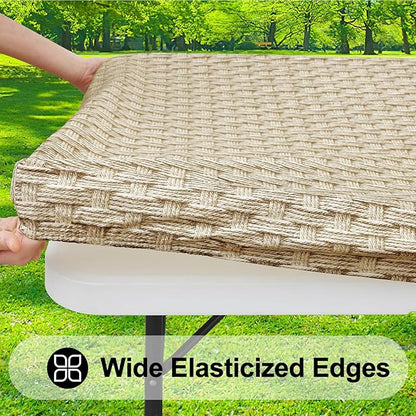 Smiry Rectangle Picnic Tablecloth, Wipeable Flannel Backed Table Covers - Image 2