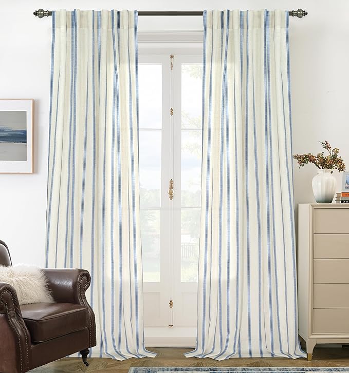 DriftAway Farmhouse Vertical Striped Linen Blend Textured Light Filtering Semi by DriftAway
