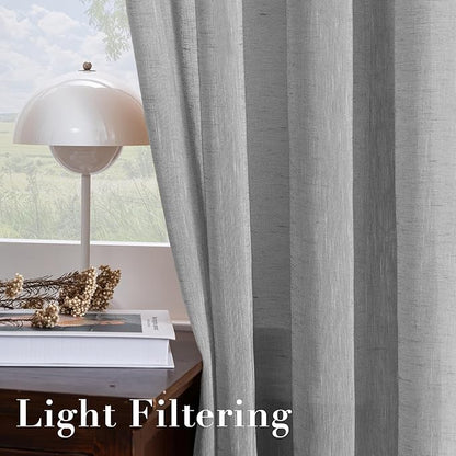 H.VERSAILTEX Linen Curtains Nickel Grommet Natural Linen Semi-Sheer Curtains 2 - Image 5