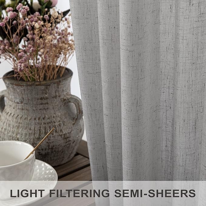 Grey Linen Curtains 63 Inch Length - Image 4