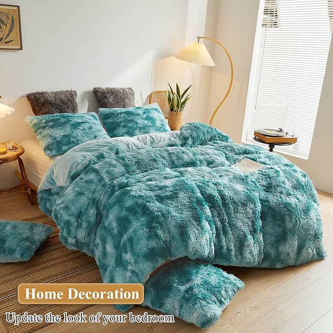 XeGe Tie Dye Faux Fur Throw Pillow Covers, Luxury Fluffy Plush Pillow Shams - Image 6