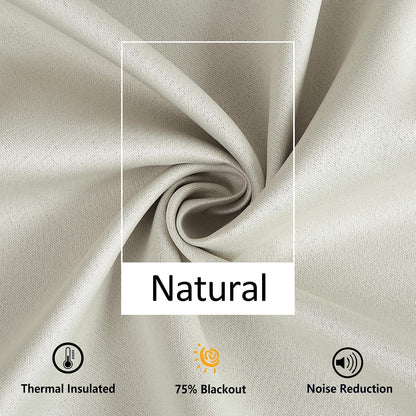Treatmentex Pom Pom Blackout Curtains Ivory Curtains for Nursery Room Darkening Curtain Drapes 54" Short Window Curtain Set for Living Room Bedroom 2 Panels