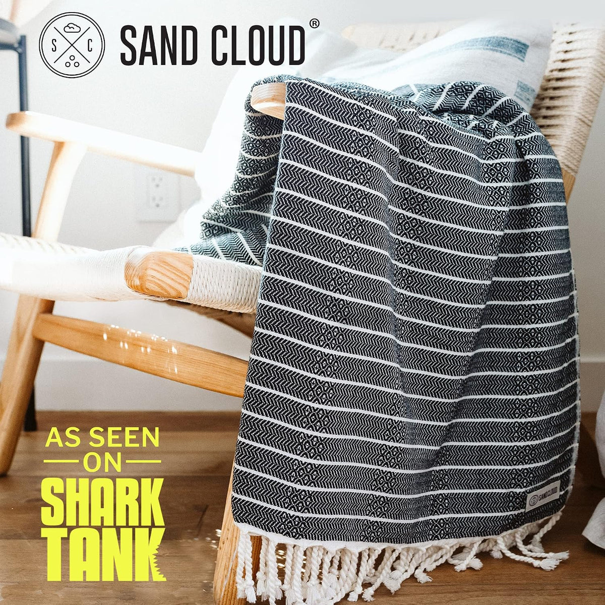 sand cloud turkish beach towel - sand resistant shown in use