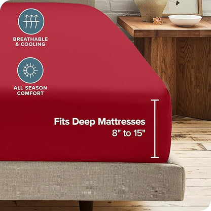Bare Home 2-Pack Fitted Bottom Sheets Split King - Image 4