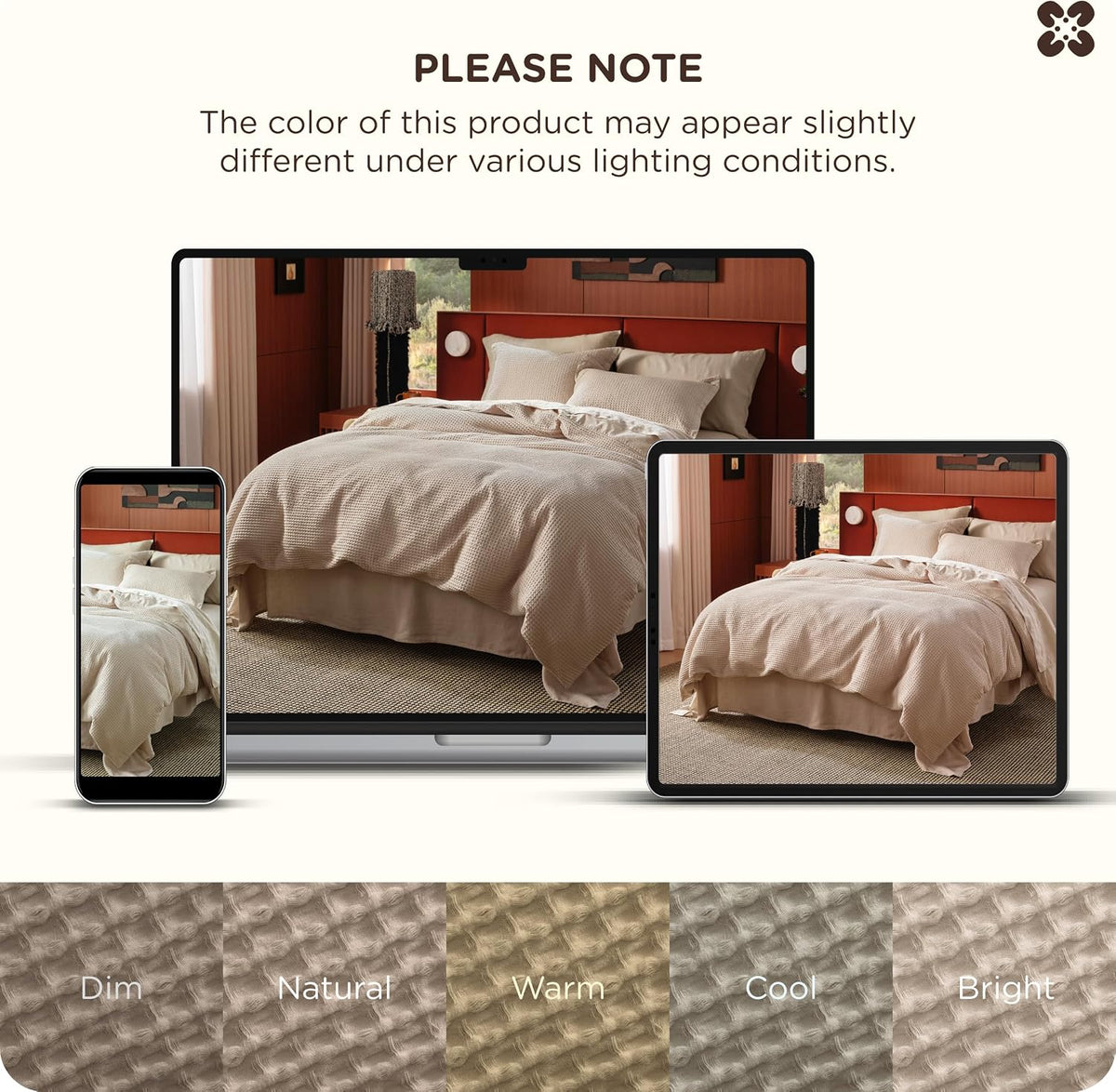 bedsure purewoven 3 pieces 100% cotton waffle duvet on a desk or shelf