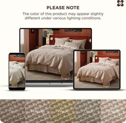 bedsure purewoven 3 pieces 100% cotton waffle duvet on a desk or shelf