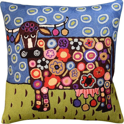 Cow Pillow Cover Karla Gerard Animal Cow-Themed Throw Kids Room Pillowcase Blue by Kashmir+Designs
