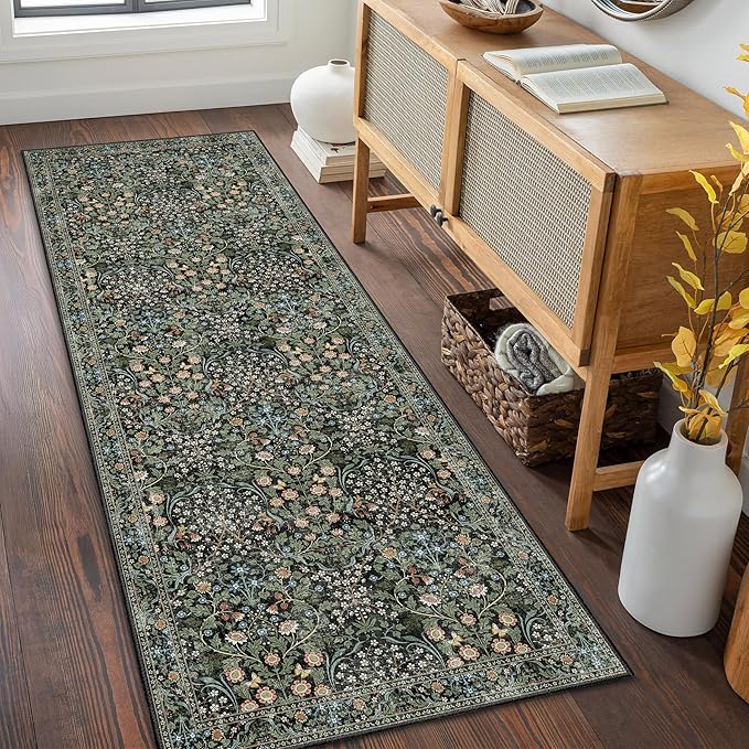 MUJOO Washable Runner Rug, Floral 2x6 Runners by MUJOO