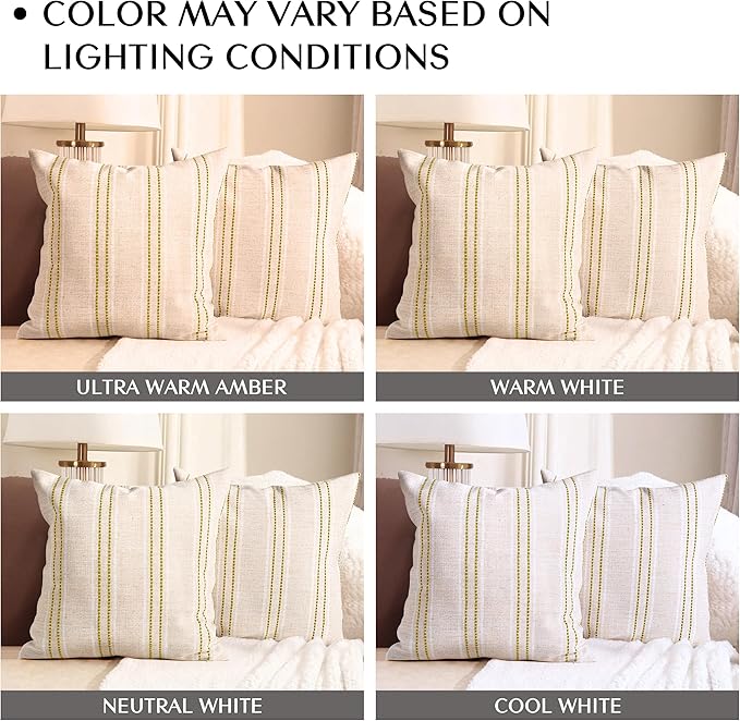 AELS 18x18 Decorative Farmhouse Linen Throw Pillow Covers, Boho Textured Pillow - Image 4