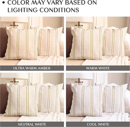 AELS 18x18 Decorative Farmhouse Linen Throw Pillow Covers, Boho Textured Pillow - Image 4