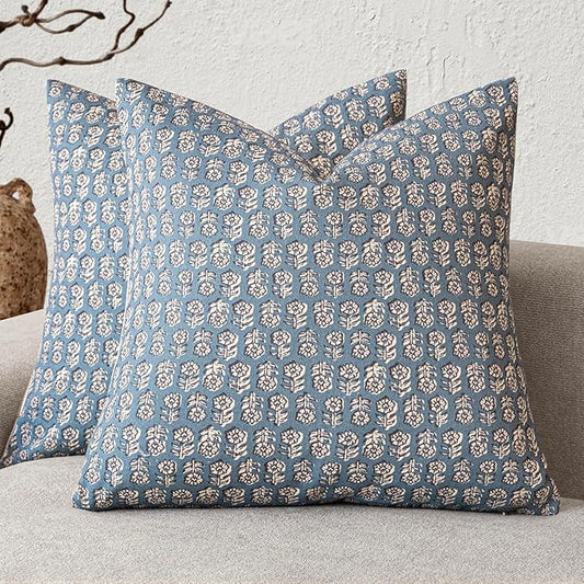 Foindtower Set of 2 Decorative Vintage Floral Print Throw Pillow Covers Neutral by Foindtower