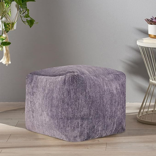 LR Home Contemporary Solid Square Indoor Medium Pouf Ottoman, Frost Gray | by L.+R.+Resources%2C+Inc.