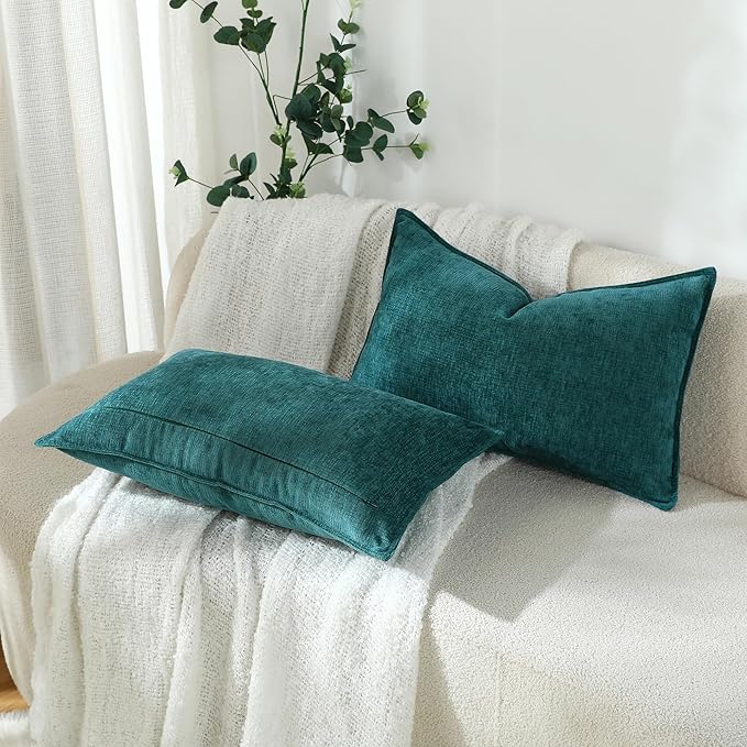 Stellhome Lumbar Chenille Throw Pillow Covers Set of 2 Super Soft Textured - Image 5