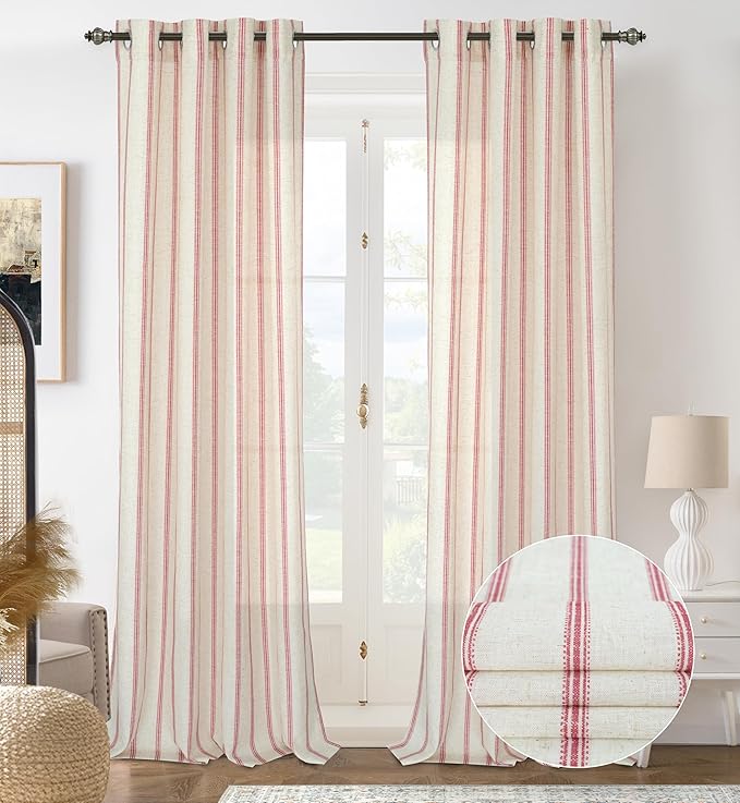 DriftAway Farmhouse Vertical Striped Linen Blend Textured Light Filtering Semi by DriftAway